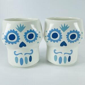 Don Julio Tequila Day of the Dead Skull Mug Design by Claudio Limon 2 Mugs Blue